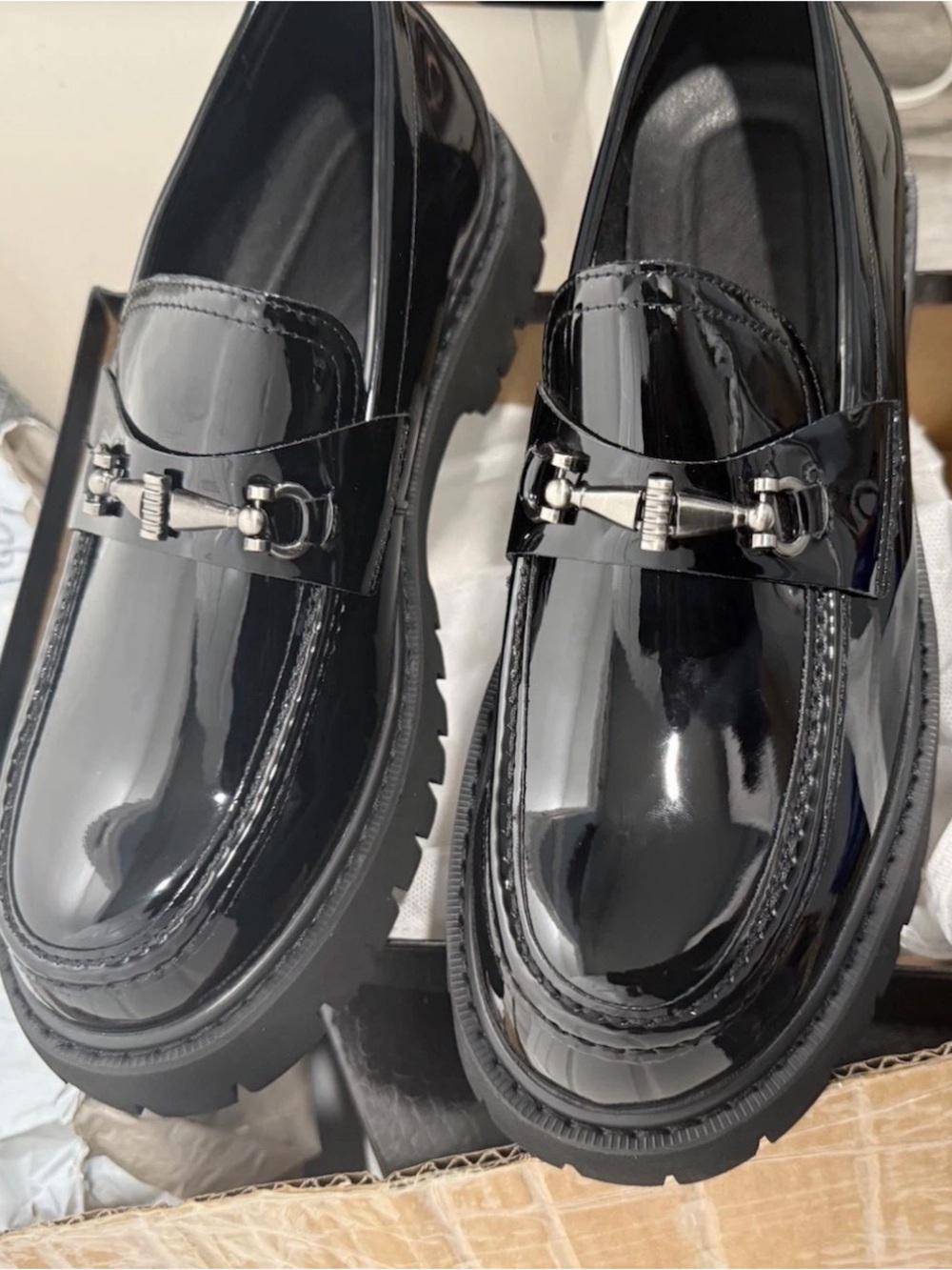 Patent Leather Bit Loafers Dress shoes in Black